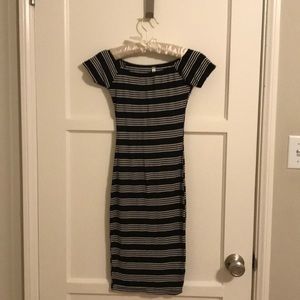 Black and white striped dress